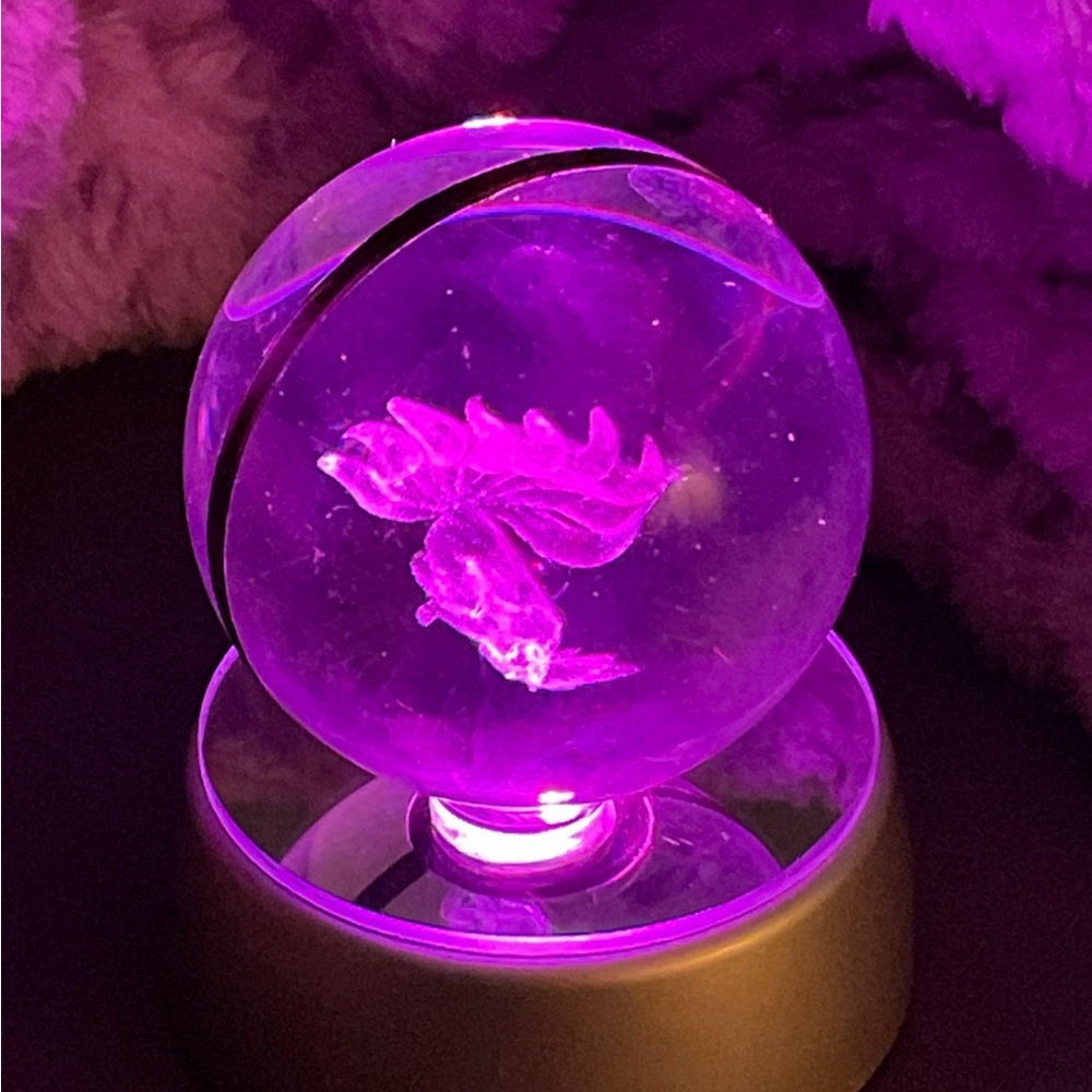 3D Crystal Fish LED Color Changing Night Light | Battery Operated Glass Orb Lamp